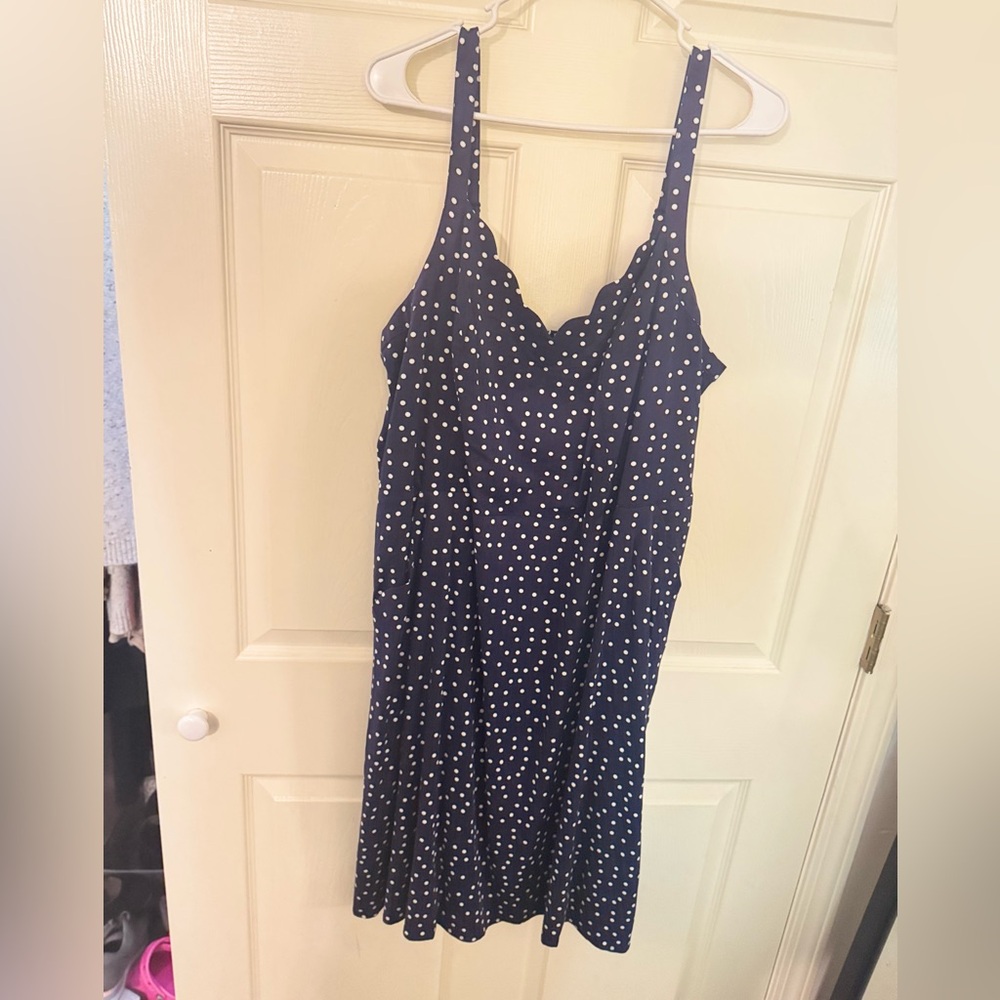 Blue Polkadot Midi Dress